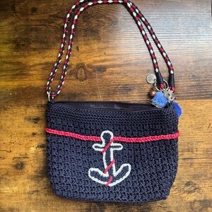 Navy Blue Crochet Anchor Bag